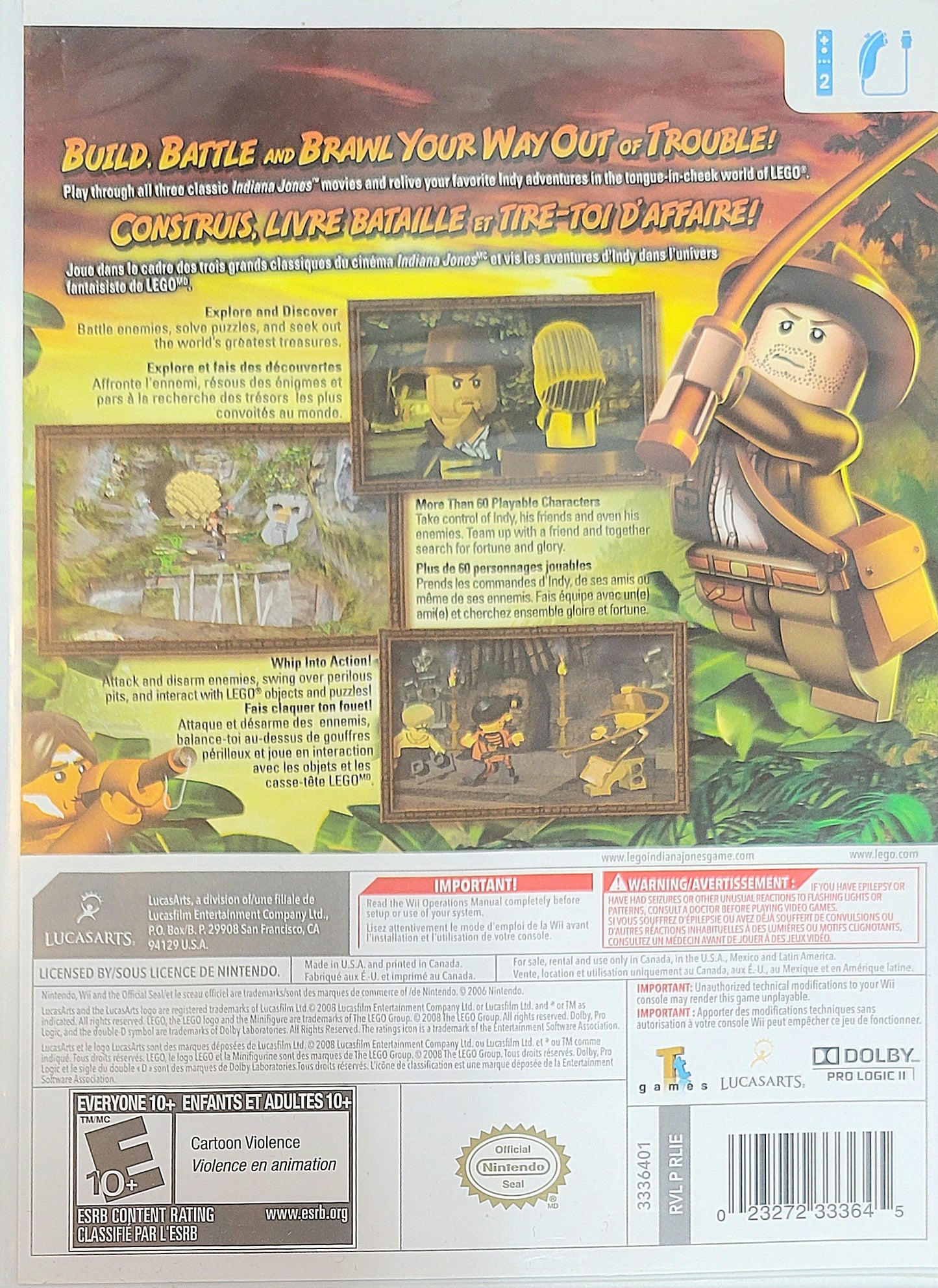 Lego Indiana Jones: The Original Adventures – Nintendo Wii CIB – RE-SEALED + Like New