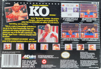 George Forman's KO BOXING CWB Complete With Box/Manual - SNES - Super Nintendo Ent. System NTSC Cartridge + Plastic Protector