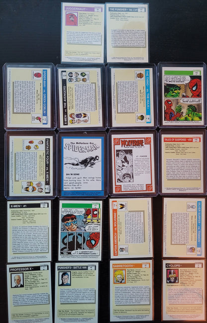 18 1st EDITION Marvel Cards 90 91 Only Super Rare Base Set Spider-Man Captain America Punisher HULK Wolverine First Time Ever Seen On Cards!