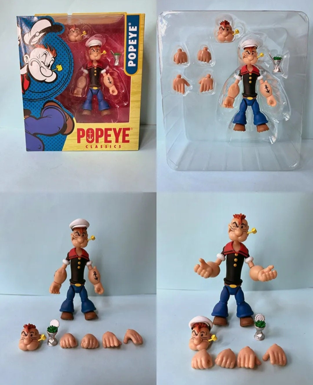 POPEYE Classics 1:12 Scale Action Figure Sealed Box Set Of 4 Olive Oyl Castor Oyl Bluto & Popeye! Age 8 + Adult Collectible Great Quality