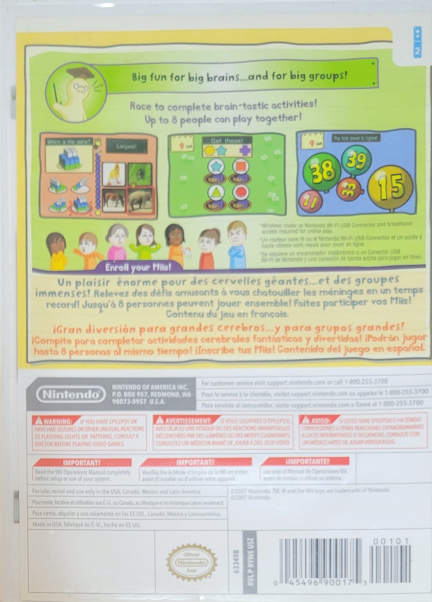 Big Brain Academy: Wii Degree – 2007 Nintendo Wii CIB – RE-SEALED + Clean Disc