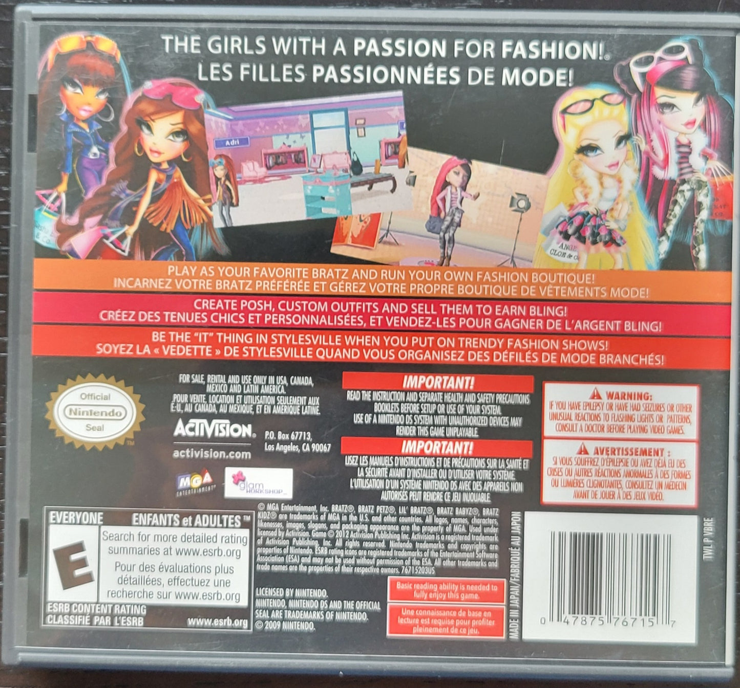 BRATZ: Fashion Boutique - Nintendo DS 2005 - Handheld Console NTSC Cartridge Only Tested & Working