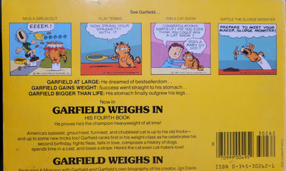 1st EDITION 1980s GARFIELD Book Club Edition: 4th SoftCover Book! "Garfield Weighs In"