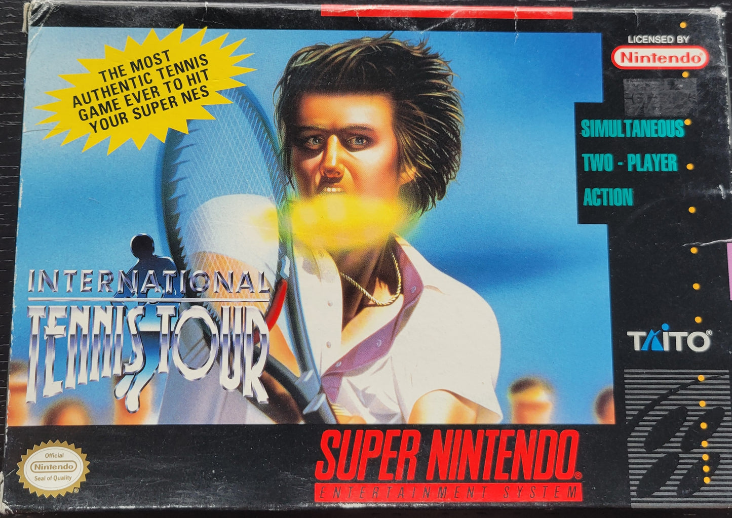 International Tennis Tour CWB Complete With Box - SNES - Super Nintendo Ent. System NTSC Cartridge + Plastic Protector