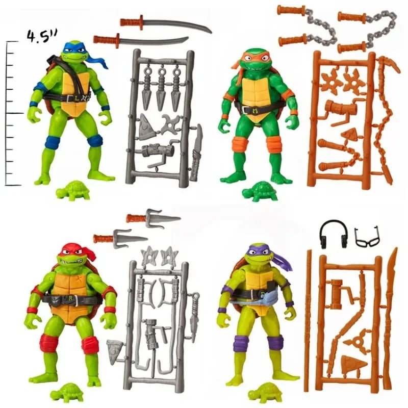 4.5" TMNT Action Figures Boxed Set Of 4 to Choose Accessories Included COWABUNGA DUDE!