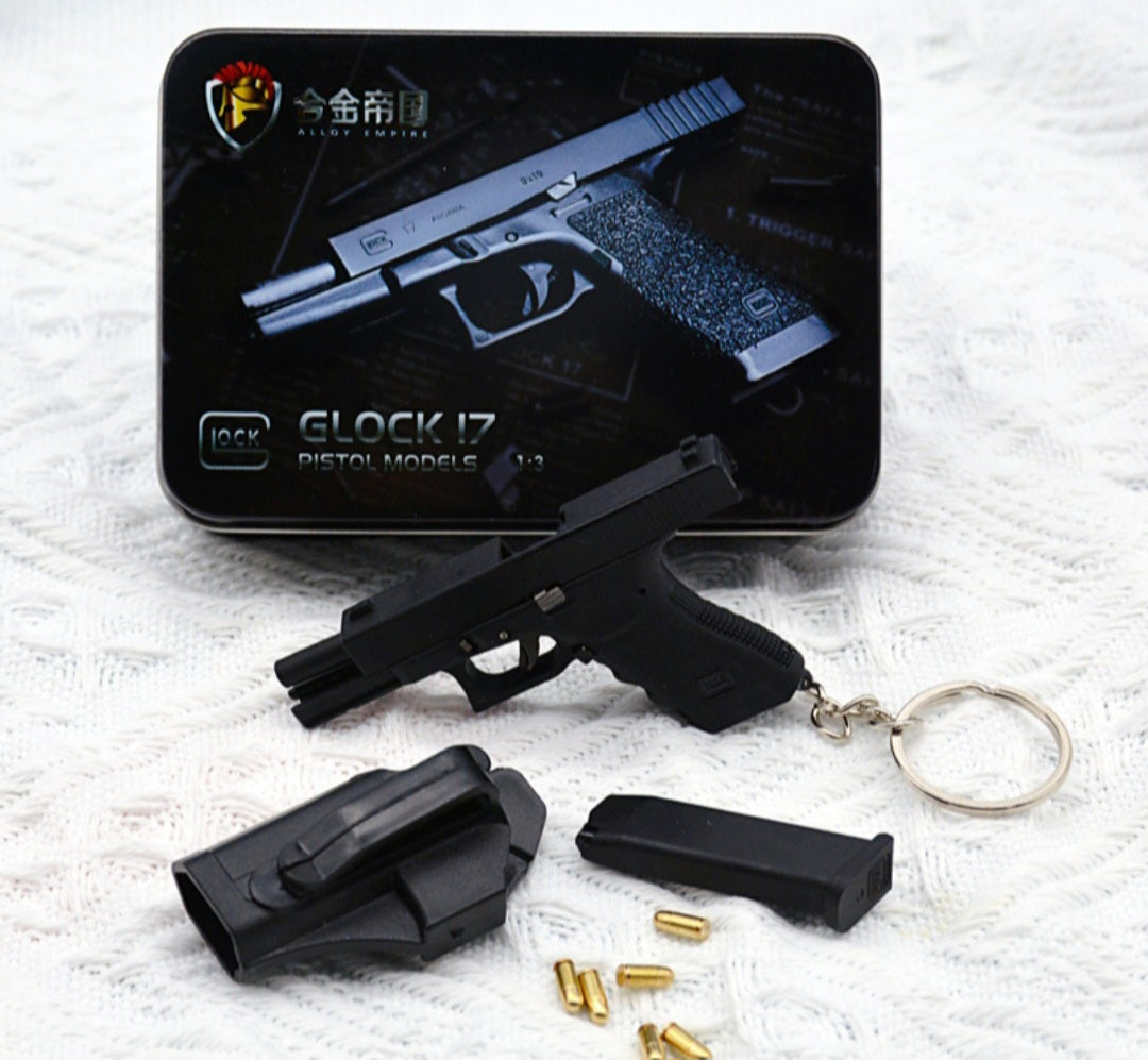 1:3 Solid Alloy Handgun Replica 45 Cal Keychain Ejects Real Metal Cartridges + Case/Carrier WATCH VIDEO