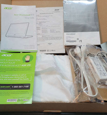 Acer Chromebook R11 FLIP - 11.6" TOUCH Platinum White Immaculate Condition CIB *LIKE NEW*