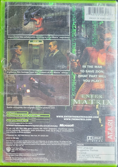 Enter The MATRIX (CWB) OG Microsoft XBOX  Pre-Owned Great Shape Tested & Working CLEAN DISC