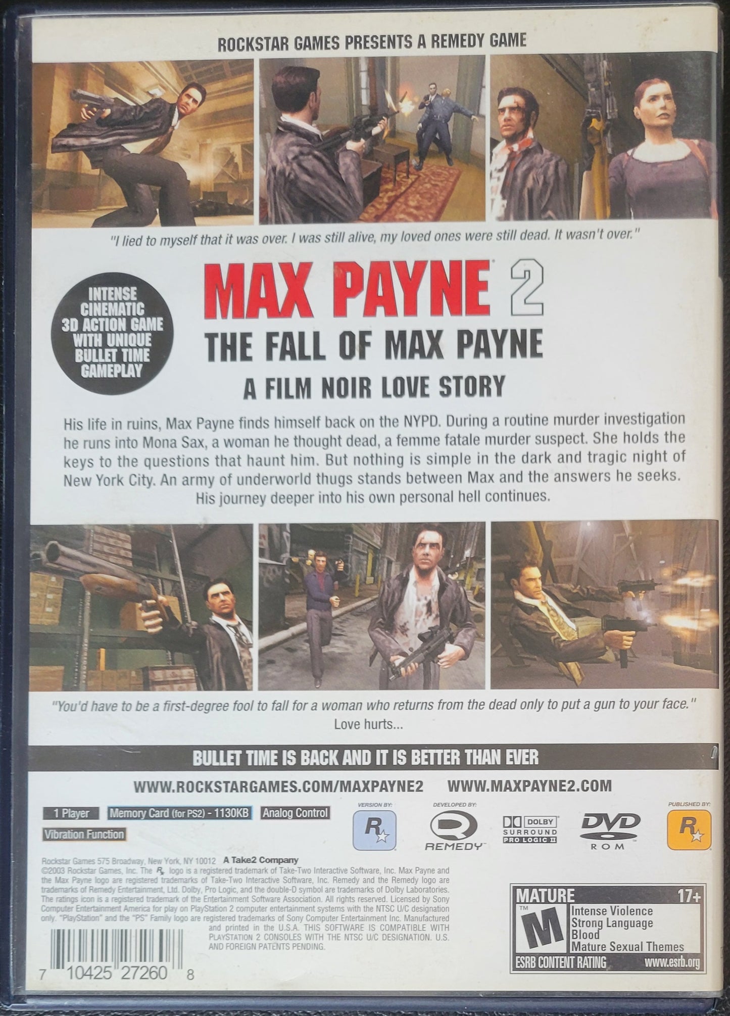Max Payne 2: The Fall Of Max Payne - Sony PlayStation 2 PS2 Pre-Owned Tested & Working Great Shape!