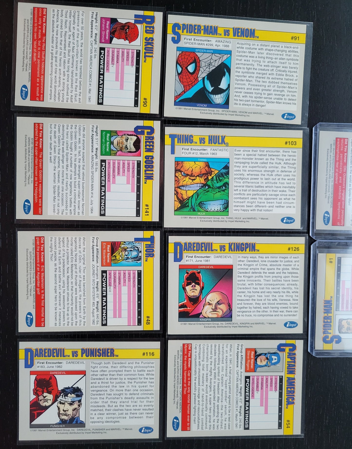 1991 EDITION Marvel Cards One & Only Extremely Rare Set Spider-Man Dr Octopus 2nd Time Seen On Cards! Mint Condition AUTHENTIC 10 Pieces AA+