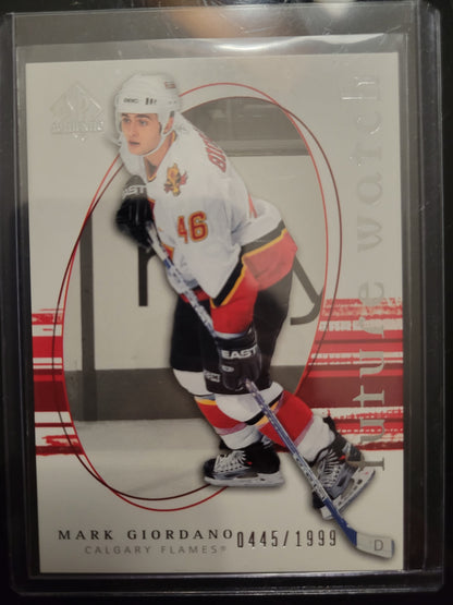 2005 - 06 Mark Giordano FUTURE WATCH 445/1999 UD Upper Deck NHL Hockey Card Great Shape Soft + Top Loader Since New Smoke Pet Free Home Great Collector's