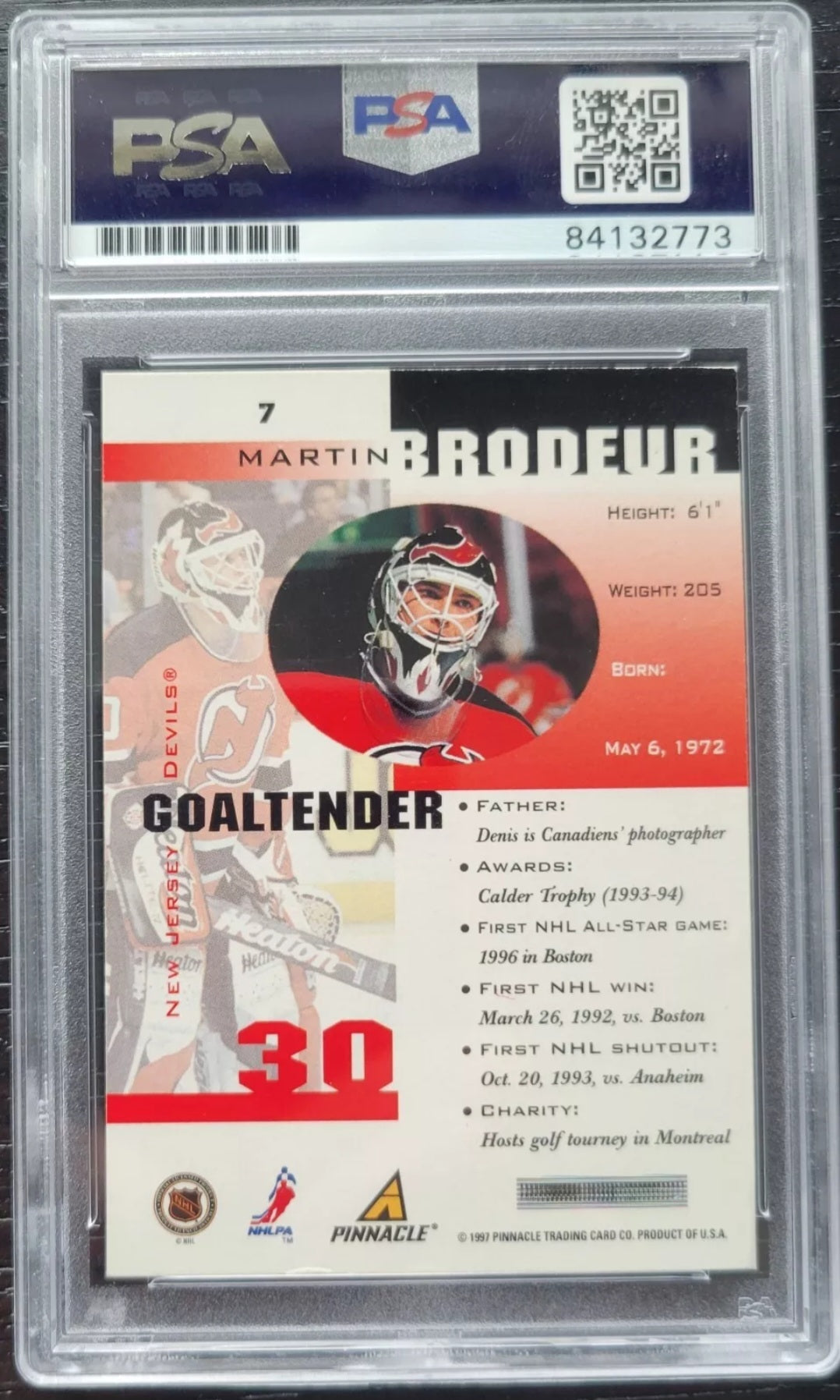 1997 MARTIN BRODEUR AUTOGRAPH PSA/DNA CERTIFIED PROMO CARD 1 OF 1! PINNACLE 🔺️