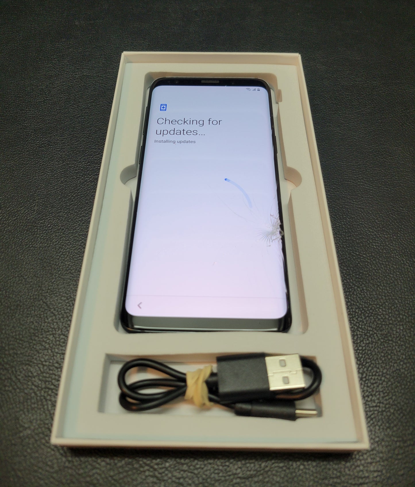 Samsung Galaxy S9 - Immaculate Condition -Minor Surface Cracks (Easily Fixed) Includes Charging Cord & Like-New OtterBox Case