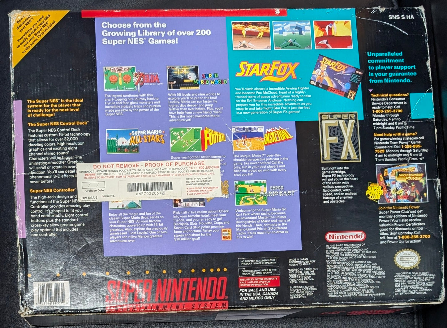 Super Nintendo Entertainment System – Complete in Box (CIB) | 4 Games + Super Scope 6 | Immaculate Condition | Original Box, Manuals & Hookups