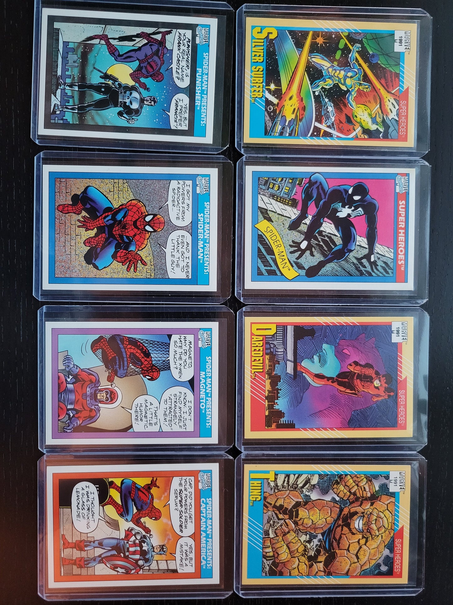 1st EDITION Marvel Cards 90 91 Only Super Rare Base Set Spider-Man Captain America Punisher Silver Surfer First Time Ever Seen On Cards!