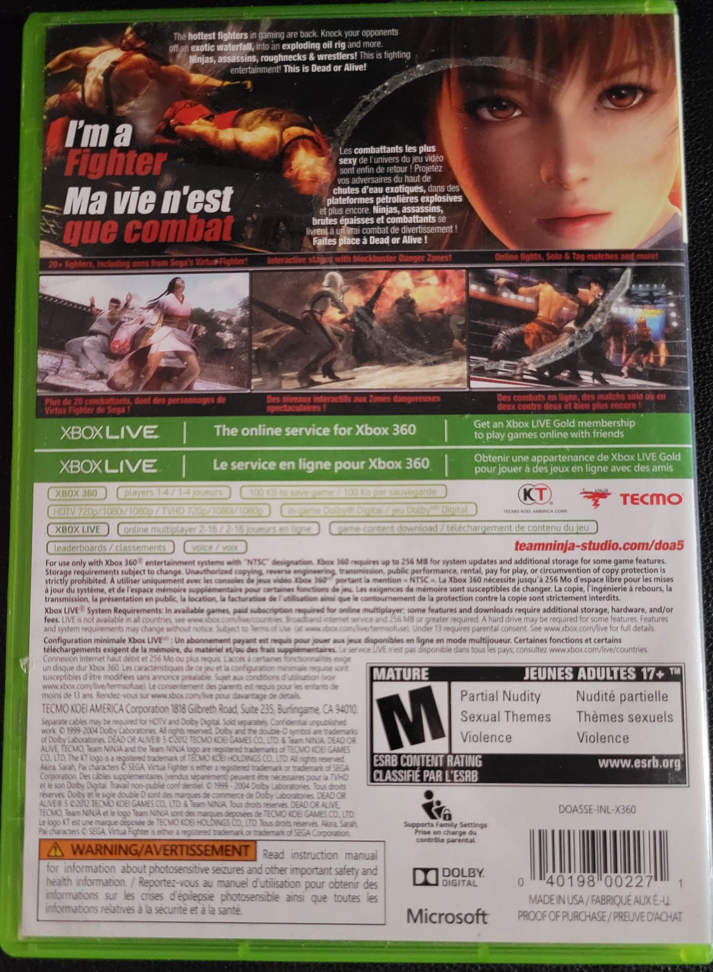 Dead Or Alive 5 - Microsoft XBOX 360 - CIB CLEAN DISC Pre-Owned Great Shape Tested & Working