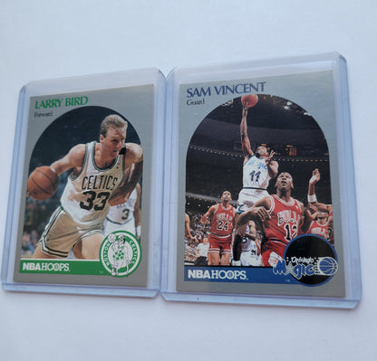 1990 HOOPS Larry Bird #39 & Sam Vincent #223 Only Card In Existence Jordan Wearing # 12 Jersey Ultra Rare Most Desirable 2 Pieces In The Set