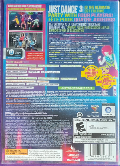 Just Dance 3 & 4 + Disney Party! – Microsoft Xbox 360 CIB – Pre-Owned Like New – CLEAN DISC (2011/2012/2011)