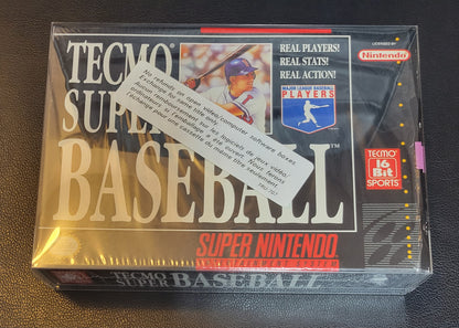 Tecmo Super Baseball (SNES) - Super Nintendo Ent. 1995 PRISTINE Condition FACTORY PLASTIC - (CIB)