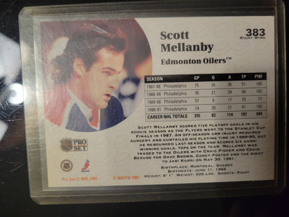 SIGNED SCOTT MELLANBY 3rd Most NHL Games Player Of All Time 1990 Edmonton Oilers Stanley Cup Champions Pro-Set NHL Hockey Card Great Shape Soft + Top Loader Since New Smoke Pet Free Home Great Collector's