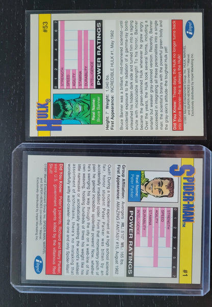 Impel Marvel Cards 1991 One Rare Set Spiderman HULK Absolutely Mint Condition Worth Grading AUTHENTIC 10 Cards