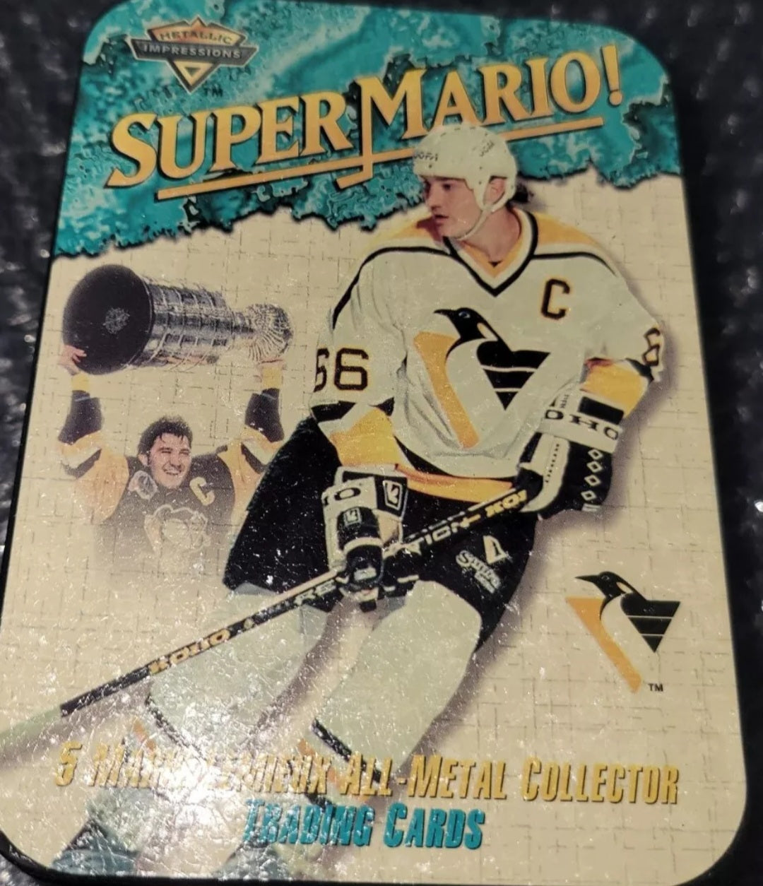 Super Mario Lemieux Metallic Trading Card COMPLETE Set Of 5 1996-97 SEALED