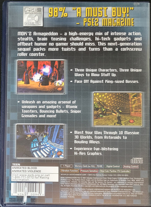 MDK 2: Armageddon - Sony PlayStation 2 PS2 (CIB) Re-Sealed