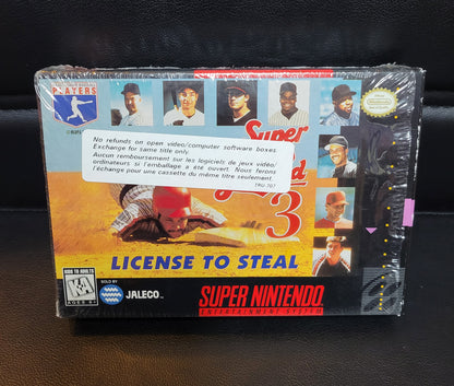 Super Bases Loaded 3: License to Steal (SNES) FACTORY PLASTIC (CIB) - Pristine Condition - NTSC Cartridge + Protector