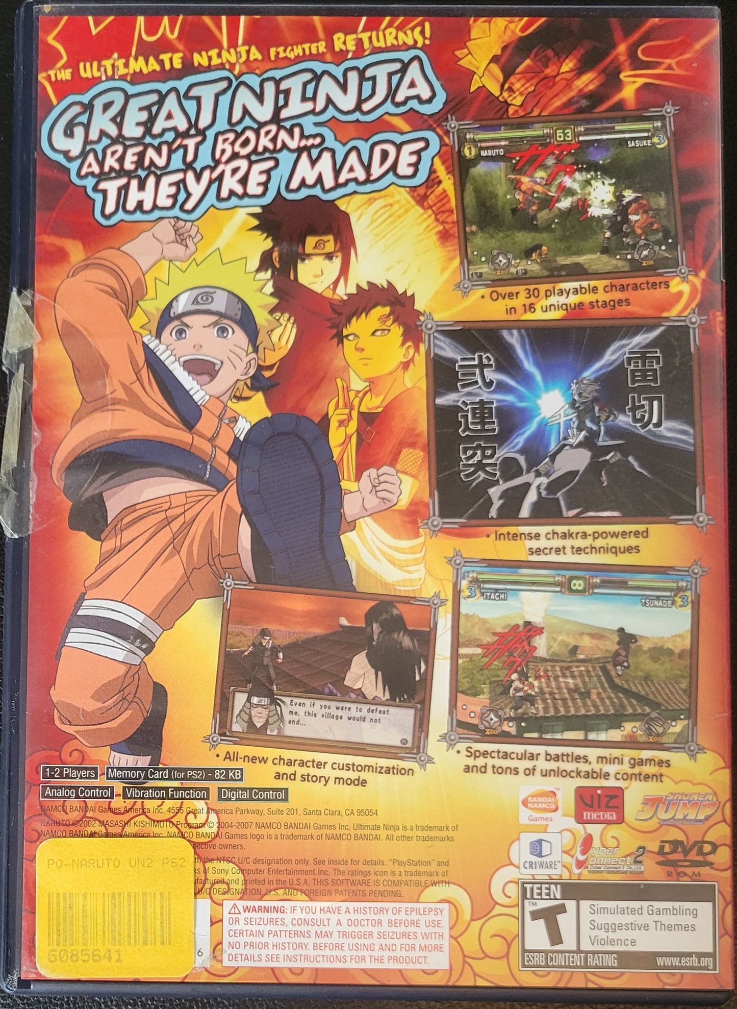 Shonun Jump Naruto: Ultimate Ninja 2 - Sony PlayStation 2 PS2 (CIB) Pre-Owned Tested & Working Great Shape!