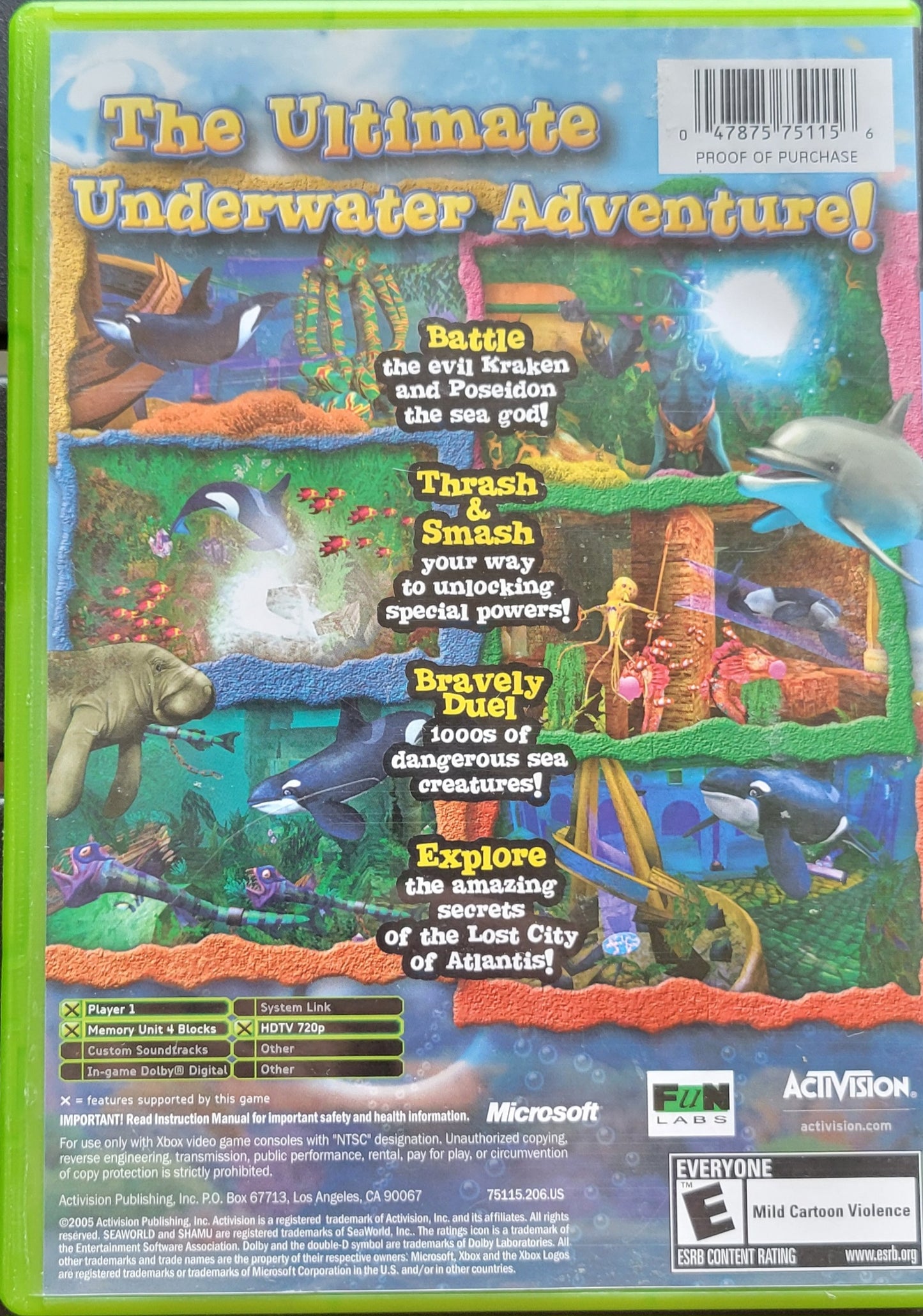 Sea World: Shamu's Deep Sea Adventures Microsoft XBOX - Disc + Box Pre-Owned Great Shape Tested & Working