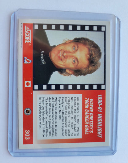 1990 91' Wayne Gretzky 700th Career Goal Highlights Score NHL Hockey Card Los Angeles Kings Great Condition Smoke Free Home + Top Loader