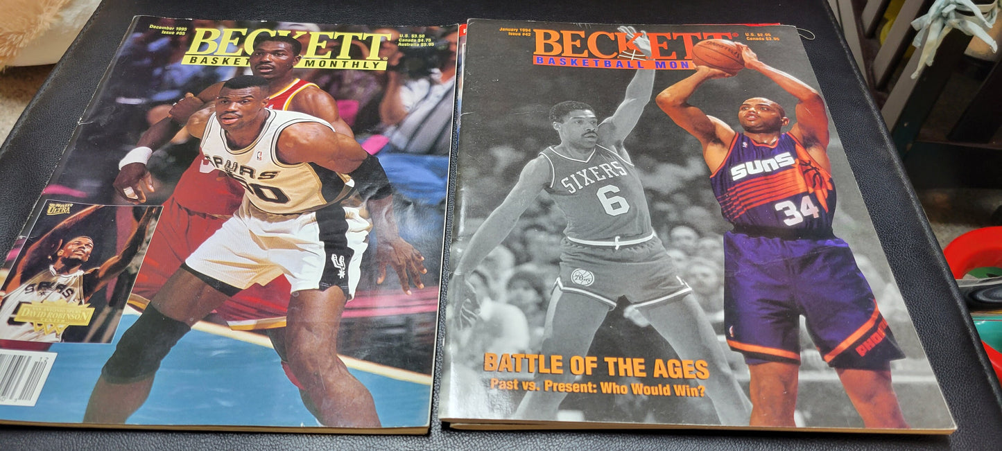 1990's Beckett Sports Magazines Mlb NBA Lot Of 7 + Awesome Mint Condition Poster Insert WAYNE GRETZKY!