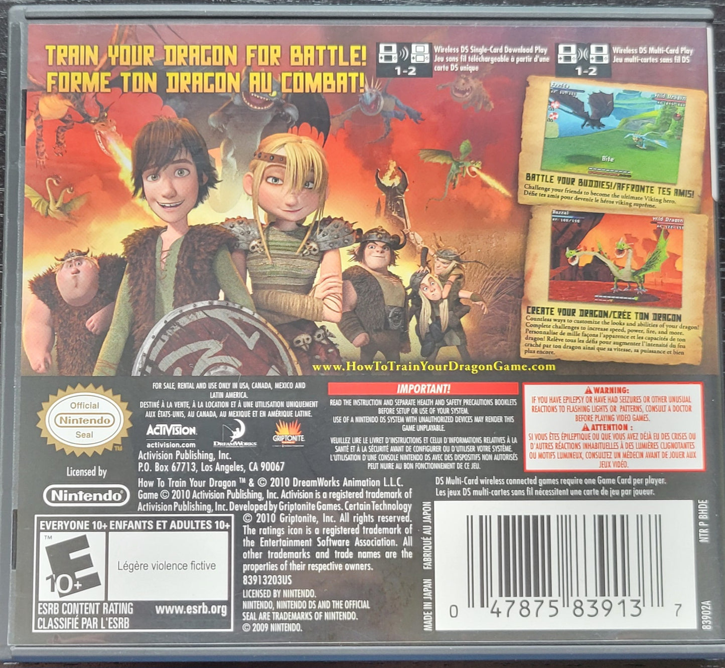 How To Train Your DRAGON - Nintendo DS - Handheld Console NTSC Cartridge Only Tested & Working