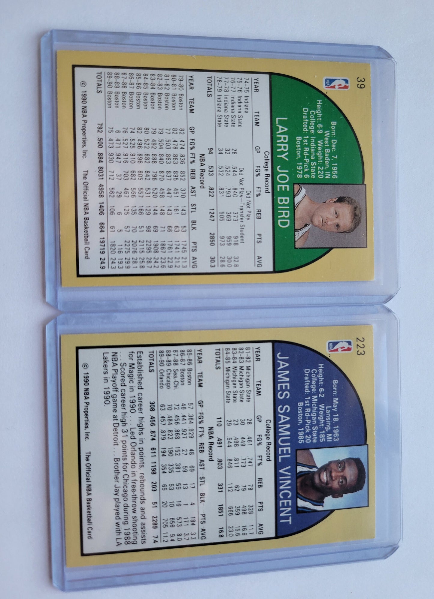 1990 HOOPS Larry Bird #39 & Sam Vincent #223 Only Card In Existence Jordan Wearing # 12 Jersey Ultra Rare Most Desirable 2 Pieces In The Set