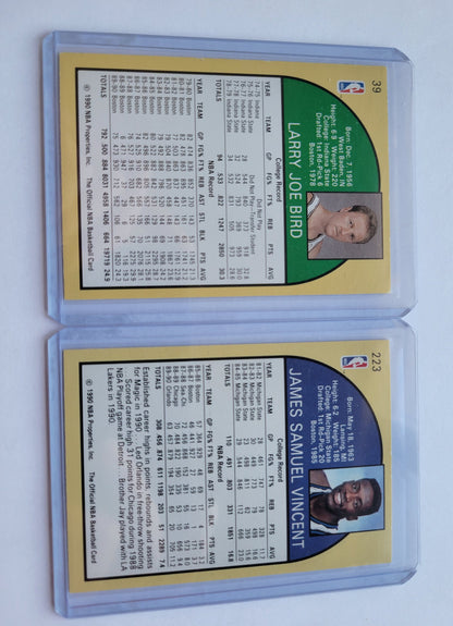 1990 HOOPS Larry Bird #39 & Sam Vincent #223 Only Card In Existence Jordan Wearing # 12 Jersey Ultra Rare Most Desirable 2 Pieces In The Set