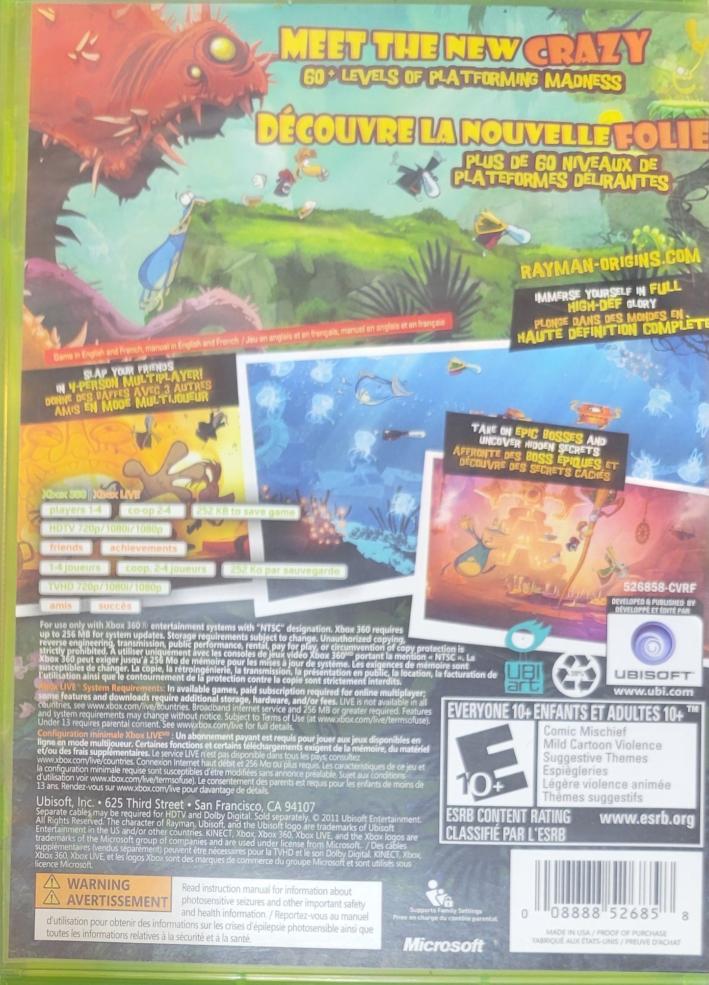 Rayman Origins – Microsoft Xbox 360 CIB – Clean Disc – RE-SEALED (2011)