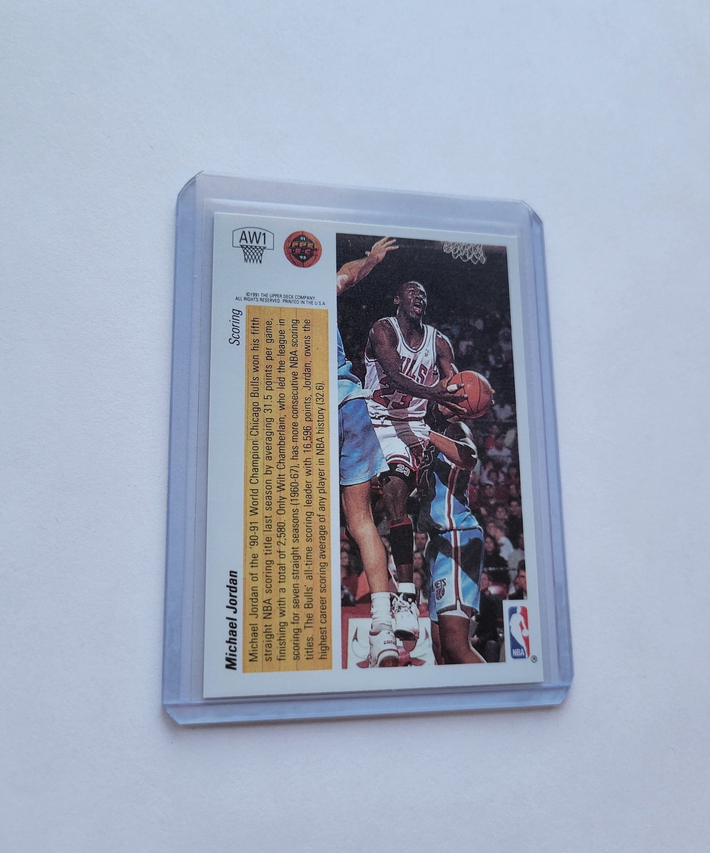 1991 Michael Jordan Upper Deck AW1 Holographic Basketball Card Super Cool Collector's Edition Great Cond. Smoke Pet Free Home Soft+Top Load