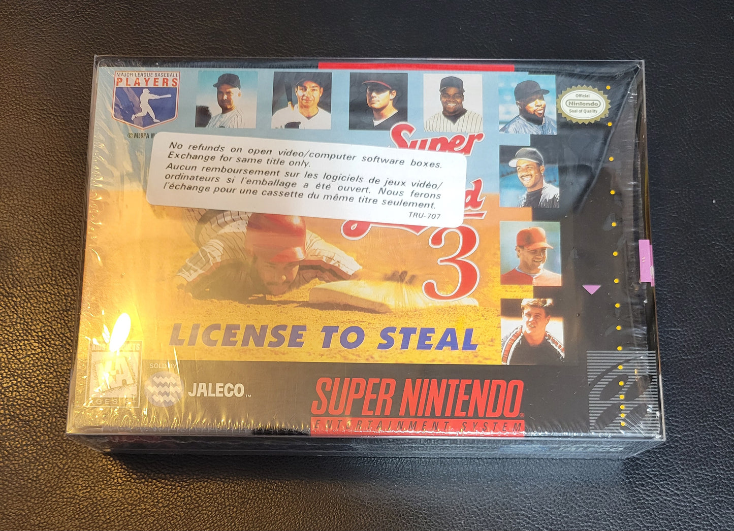 Super Bases Loaded 3: License to Steal (SNES) FACTORY PLASTIC (CIB) - Pristine Condition - NTSC Cartridge + Protector