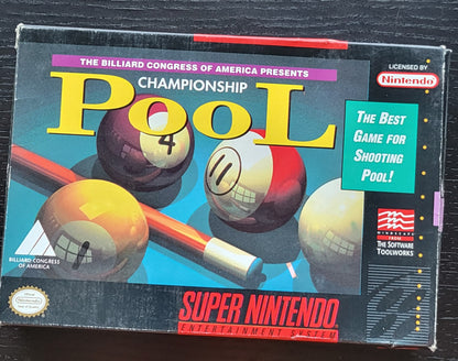 Championship Pool 1993 CIB ● Box ● Manual ● Protector - SNES - Super Nintendo Ent. System NTSC Cartridge MINT