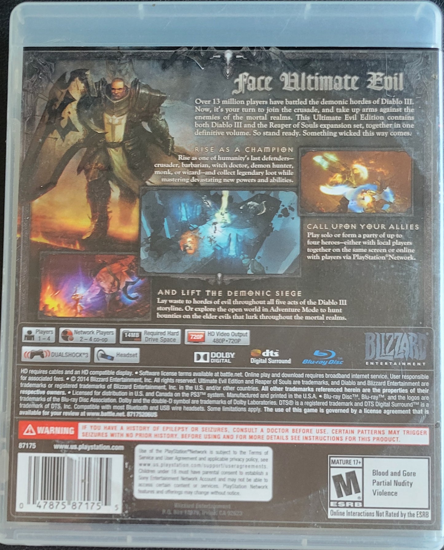 Diablo: Reaper of Souls (Ultimate Edition) (CIB) – Sony PlayStation 3 PS3 – Clean Disc