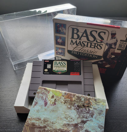 BASS MASTERS CWB Complete With Box - SNES - Super Nintendo Ent. System NTSC Cartridge + Plastic Protector & RARE Poster!