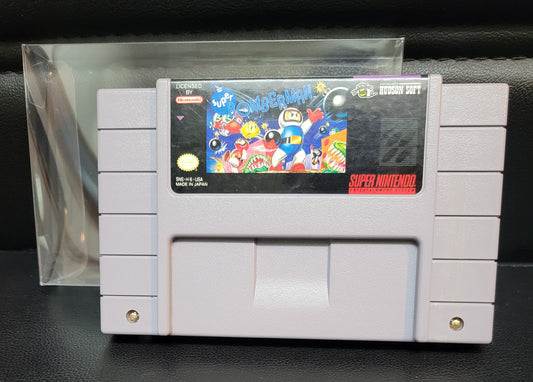 SUPER BOMBERMAN - Authentic SNES - (Super Nintendo Ent. System 1993) NTSC Cartridge + Protector