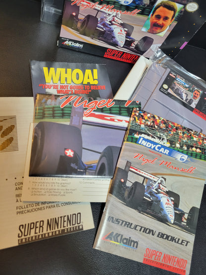 Newman Haas IndyCar Feat. Nigel Mansell (SNES) - Super Nintendo Ent. 1994 IMMACULATE Condition - FACTORY PLASTIC (REAL CIB)