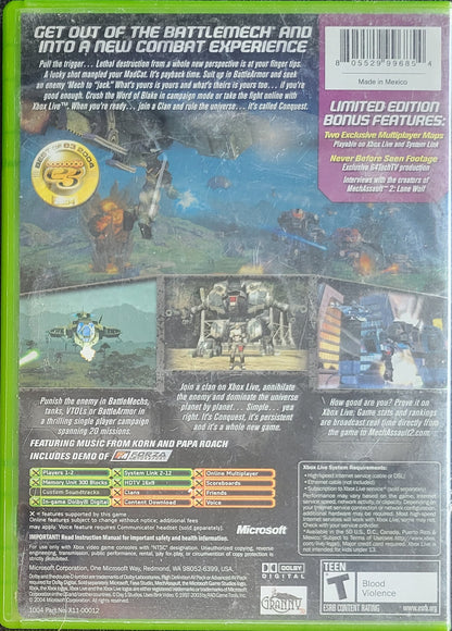 MechAssault 2 *Limited Edition* (CIB) OG Microsoft XBOX  Pre-Owned Great Shape Tested & Working CLEAN DISC