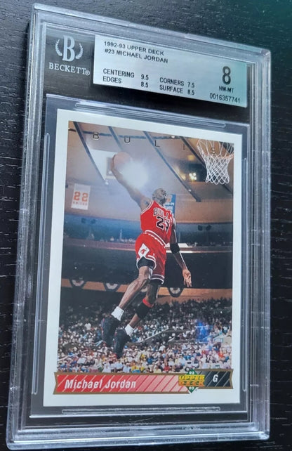 1992 93 Upper Deck #23 Michael Jordan Graded BGS 8 NEAR MINT FRESHLY GRADED