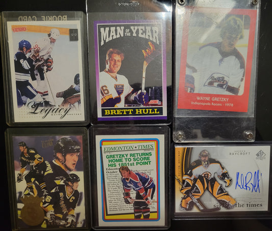 Lot Of 6 BIG NAMES Near Mint Condition 1990's NHL HOCKEY Cards - Autograph - Wayne Gretzky - Brett Hull