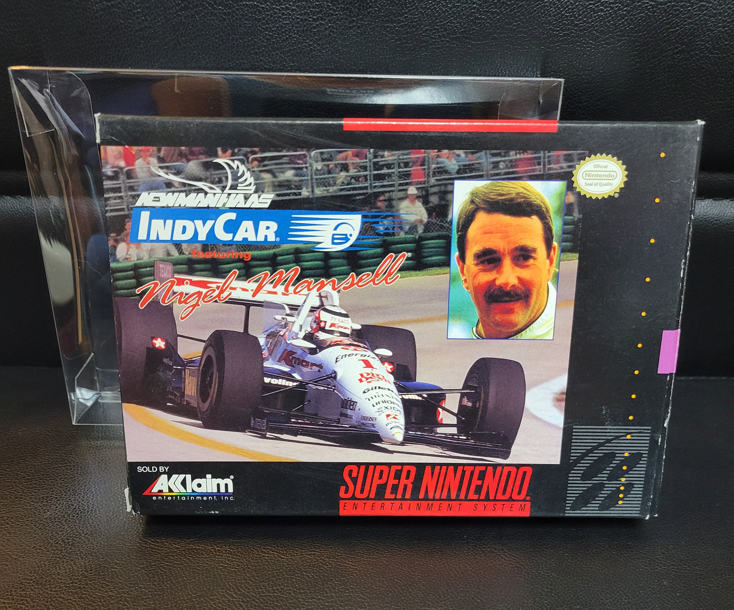 Newman Haas IndyCar Feat. Nigel Mansell (SNES) - Super Nintendo Ent. 1994 IMMACULATE Condition - FACTORY PLASTIC (REAL CIB)