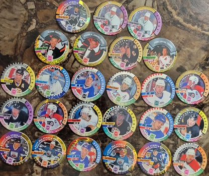 ULTRA RARE 1st EDITION BIG NAMES ORIGINAL MILK CAP POGS SET OF 25 GRETZKY ALL STARS