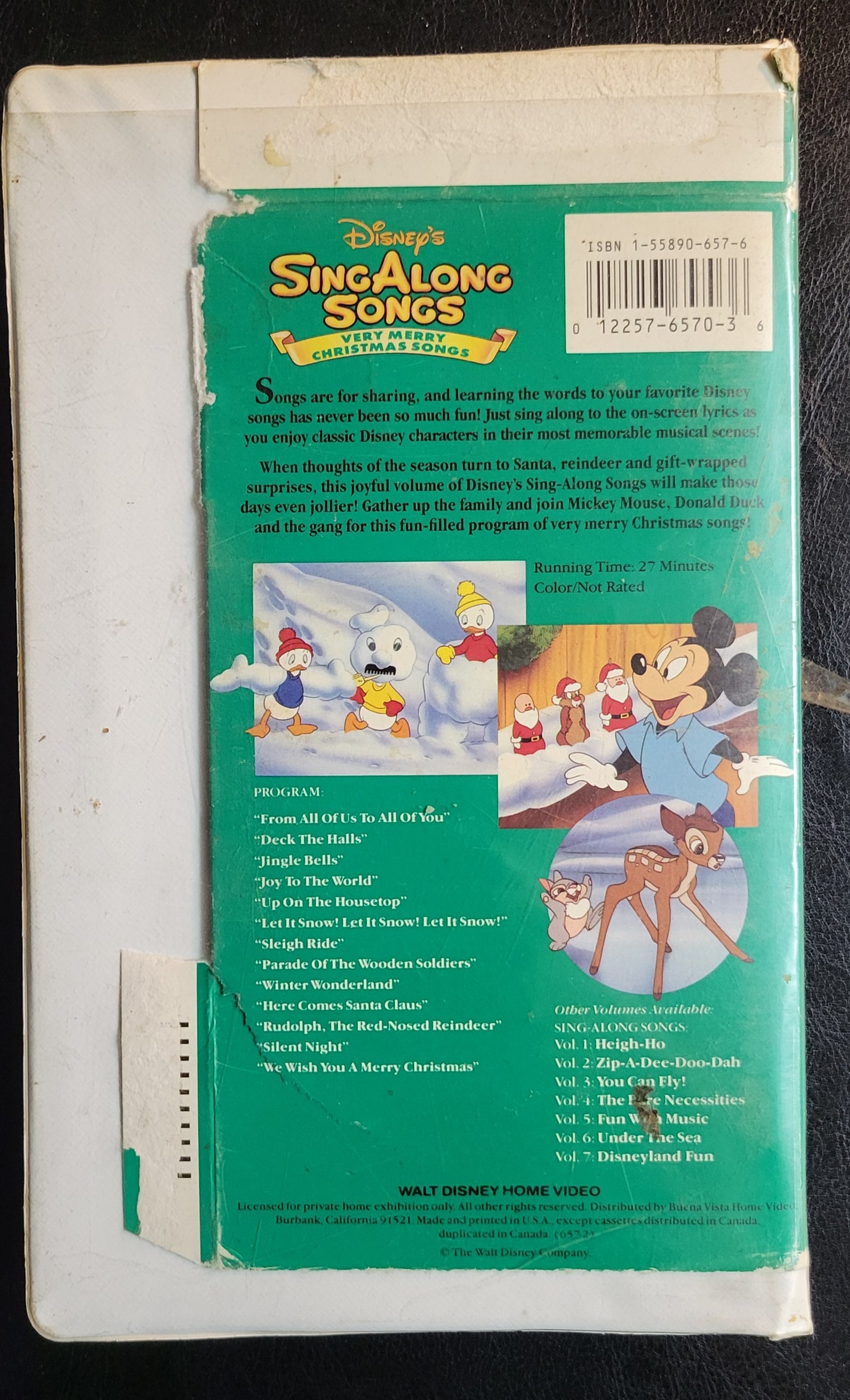 Walt Disney's Sing Along Songs Very Merry Christmas Songs 1990's VHS Tape + Box