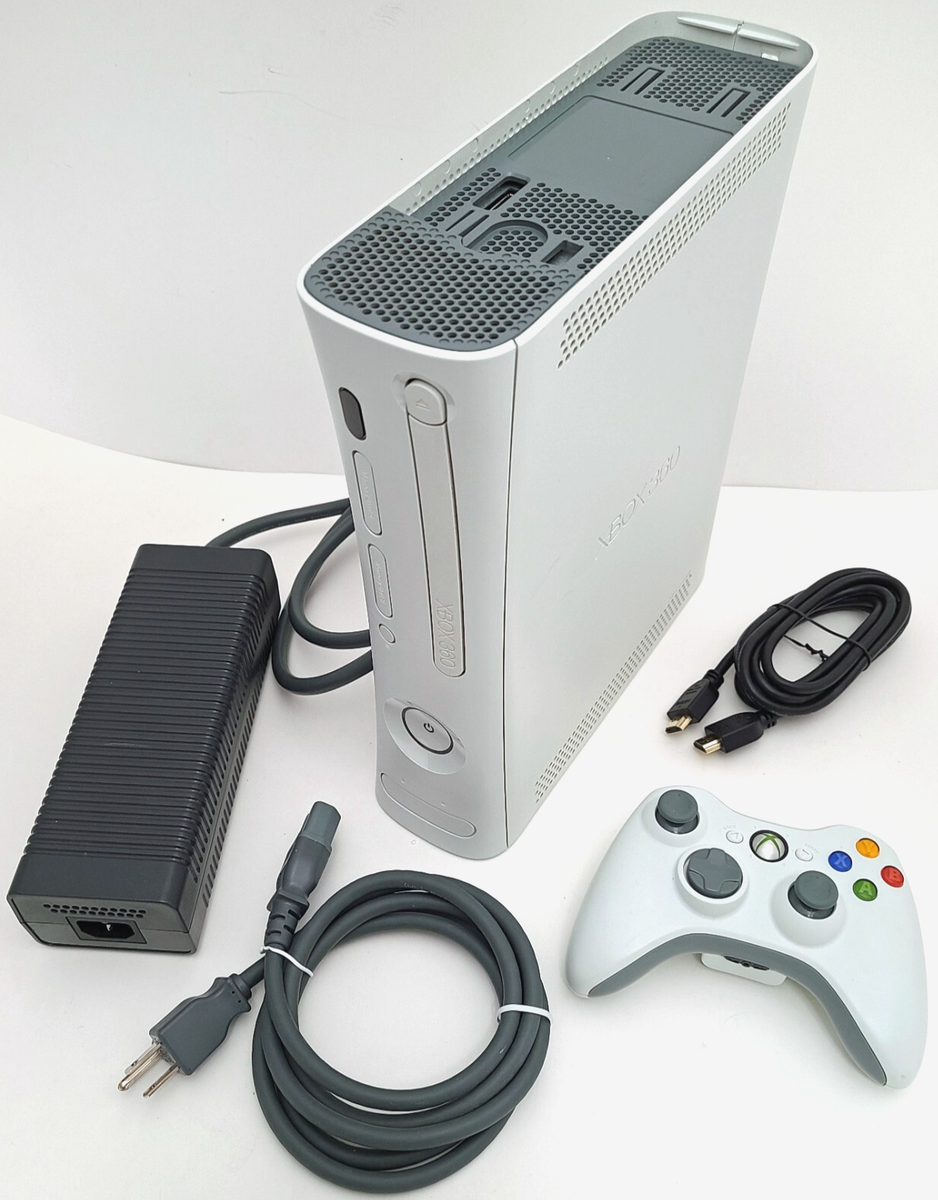 White Microsoft Xbox 360 Pro Bundle + 1 Game + 1 Controller Excellent - Refurbished